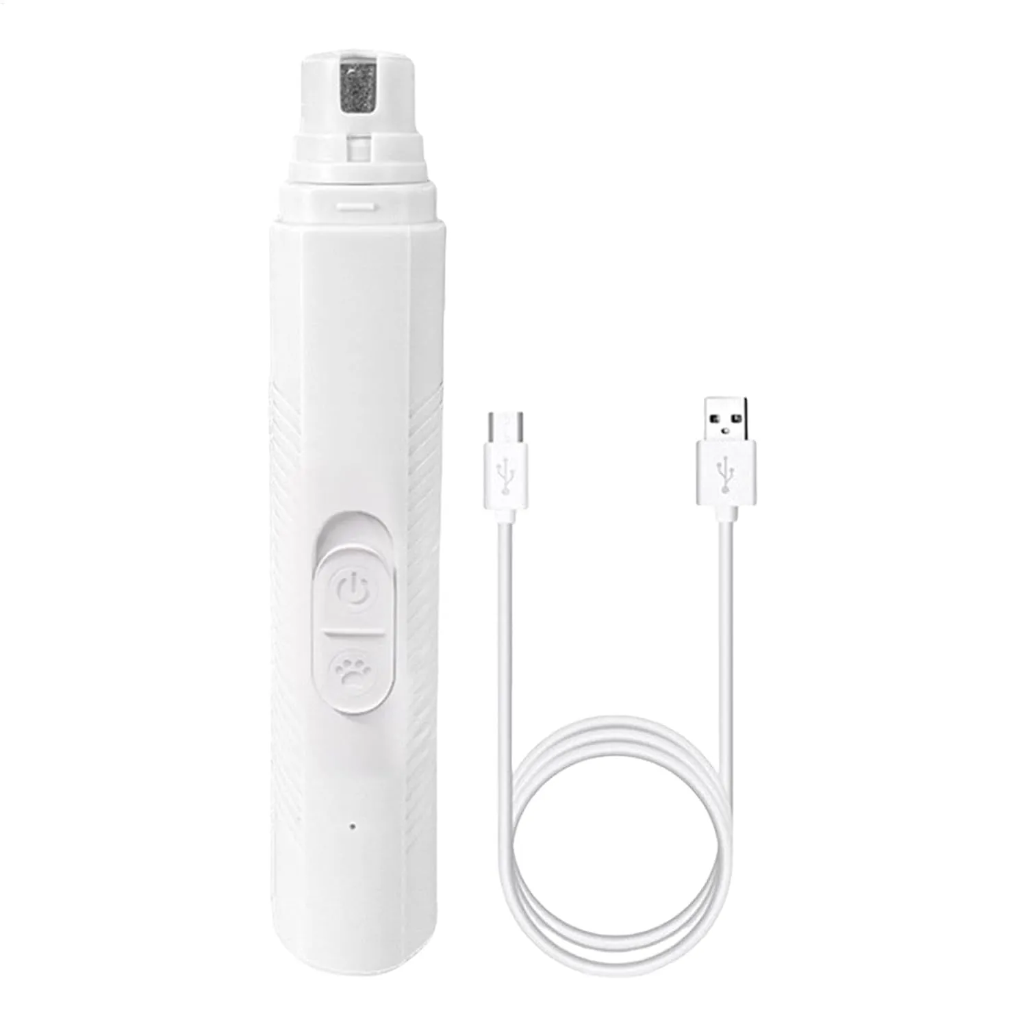 White Dog Paw Trimmer - Electric Pet Nail Grinder LED Cordless Dog Clippers | Cat Grooming Supplies, Cat Claw Clippers, Quiet Dog Nail Grinder for Small Animals