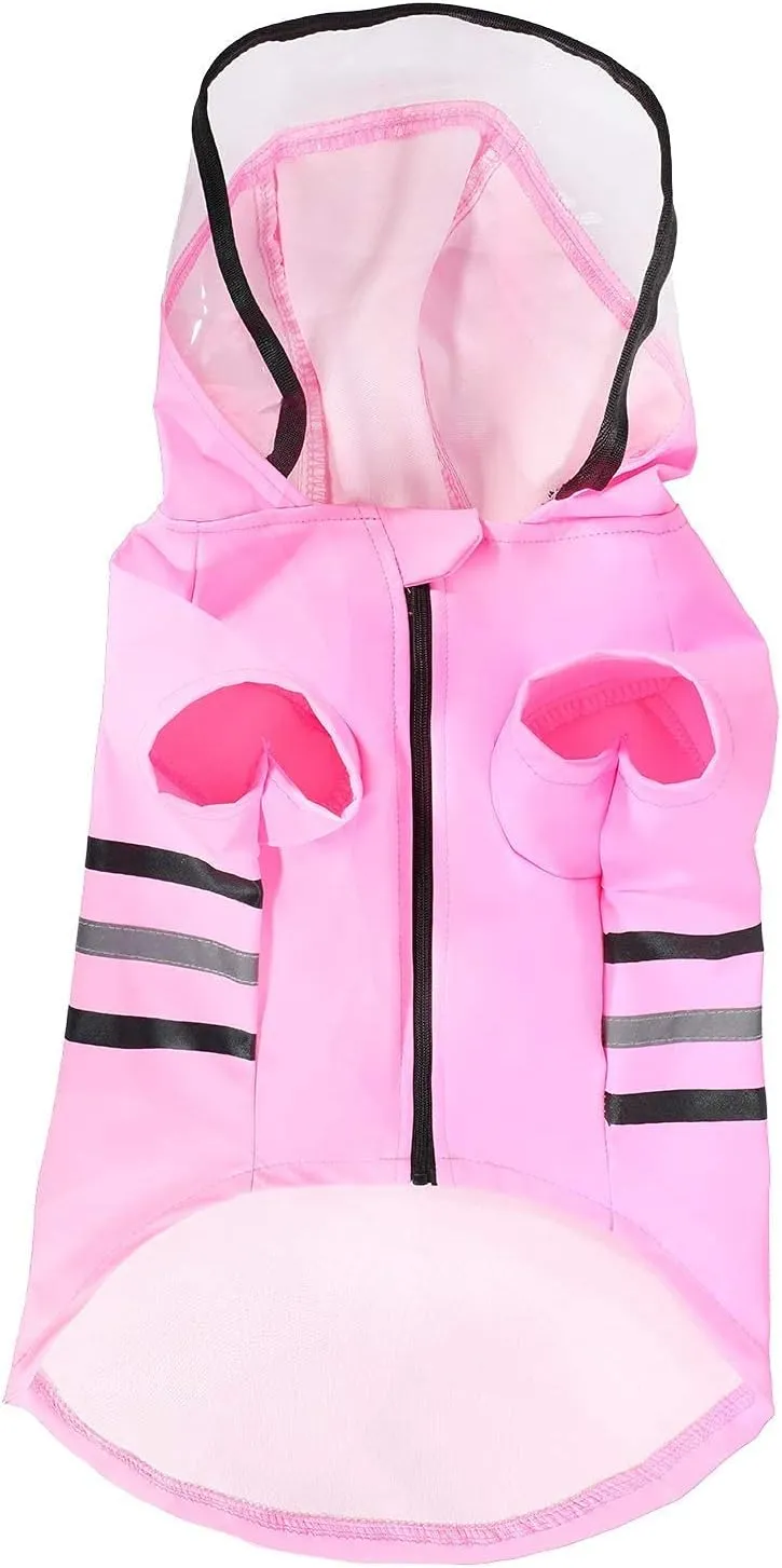 Wizland Reflective Dog Raincoat Dog Rain Jacket with Hood Lightweight Waterproof Rain Coat for Puppies (Pink M)